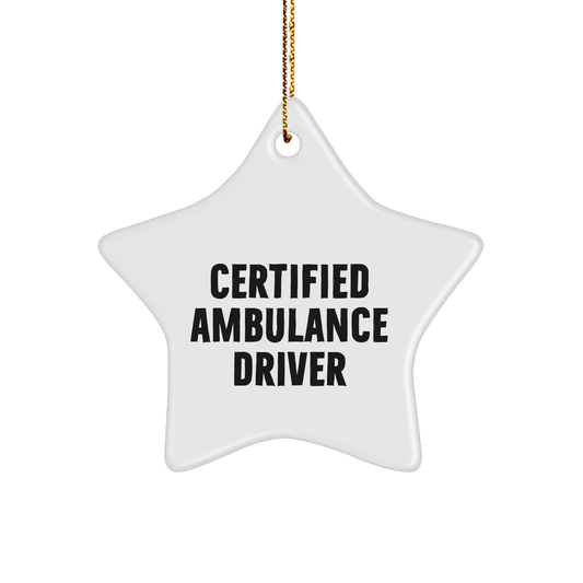 Funny Ambulance Driver Gifts from Friends to Ambulance Drivers - Certified Ambulance Driver Star Ornament for Christmas - Image 1
