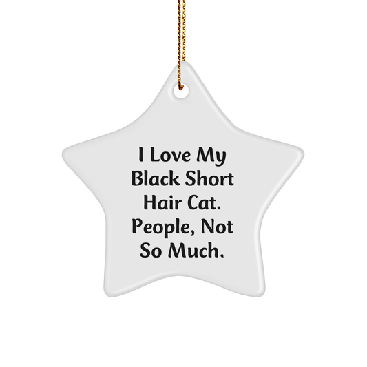 Black Short Hair Cat Lover's Christmas Unique Gift, Funny Quote Star Ornament, Gifts from Friends, for Black Short Hair Cat Enthusiasts, Black Short Hair Cat Gifts, Unique Christmas Unique Gifts - Image 1