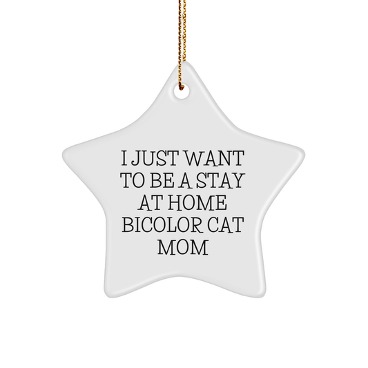Bicolor Cat Mom's Joy, Star Ornament for Christmas Unique Gifts from Family - Image 1