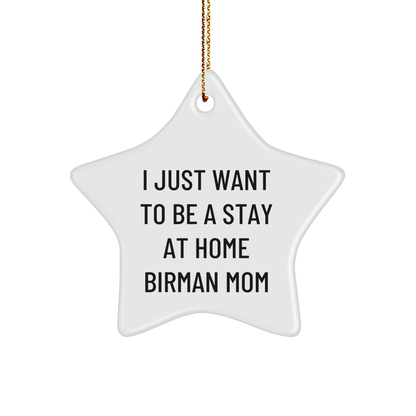I Just Want To Be A Stay At Home Birman Mom's Star Ornament Gift, Gifts from People Who Love Birman Cats, Gifts for Birman Cat Moms, Handcrafted Star Ornament - Image 1