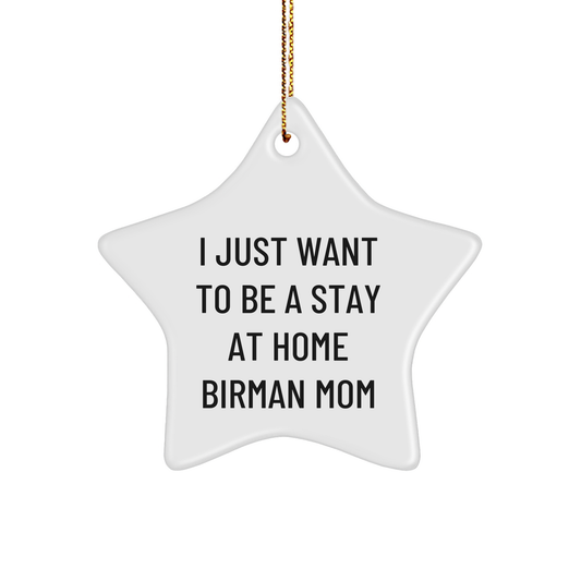 I Just Want To Be A Stay At Home Birman Mom's Star Ornament Gift, Gifts from People Who Love Birman Cats, Gifts for Birman Cat Moms, Handcrafted Star Ornament - Image 1