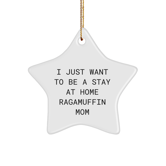 Ragamuffin Cat Mom's Christmas Unique Gift, Stay At Home Star Ornament, Funny Quote for Cat Lovers - Image 1