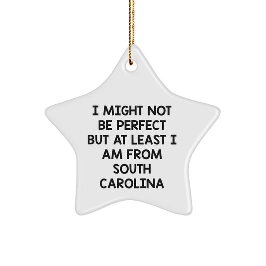 Funny South Carolina Gifts, Star Ornaments with 'I Might Not Be Perfect' Quote, Christmas Unique Gifts for Men, Women, Friends, Family from South Carolina - Image 1