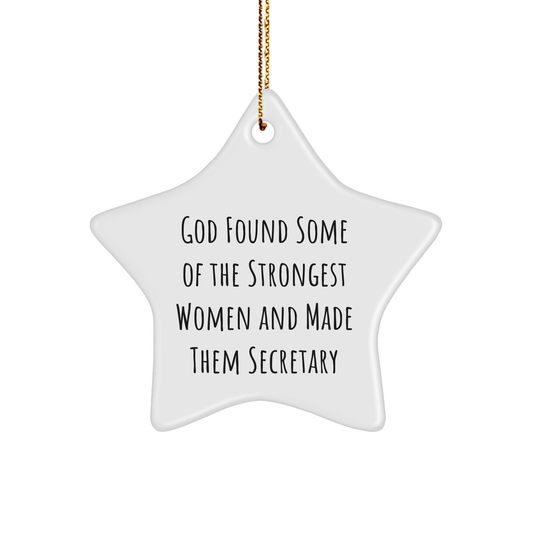 Fun and Inspirational Secretary Gifts, Funny Star Ornament for Women, Quotes on Glass for Christmas, Gifts from Women to Coworkers and Friends - Secretary Star Ornament - Image 1