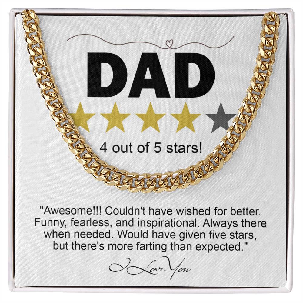 Gift for Dad Five Star - Necklace Cuban Link Chain