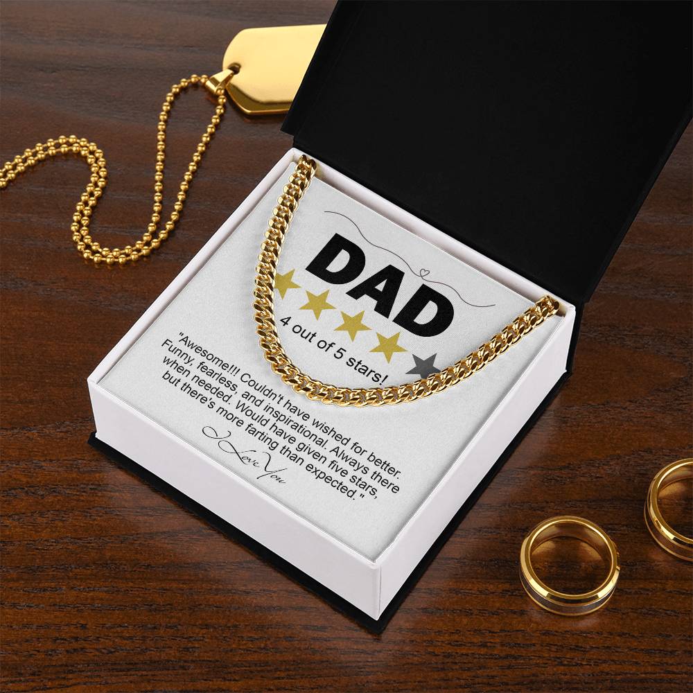 Gift for Dad Five Star - Necklace Cuban Link Chain