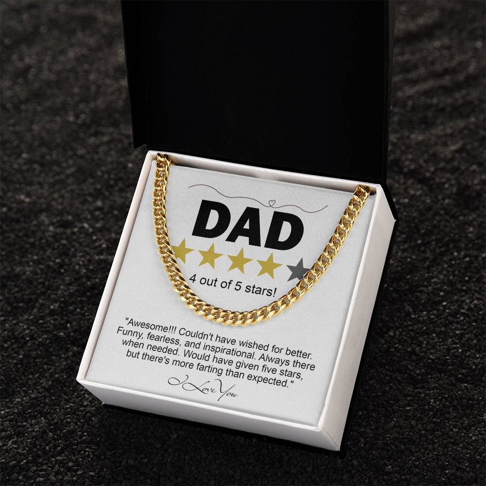 Gift for Dad Five Star - Necklace Cuban Link Chain