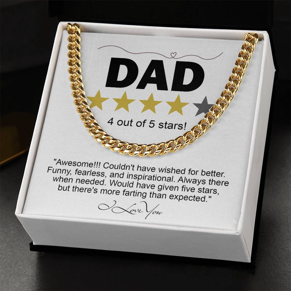 Gift for Dad Five Star - Necklace Cuban Link Chain