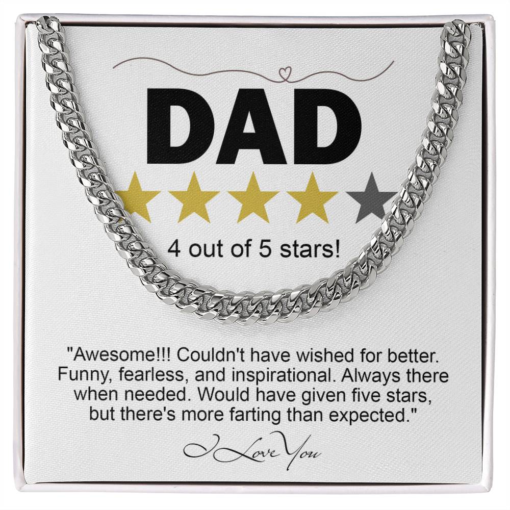 Gift for Dad Five Star - Necklace Cuban Link Chain