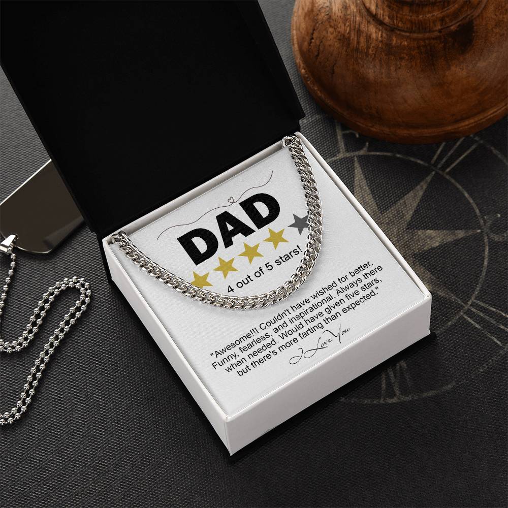 Gift for Dad Five Star - Necklace Cuban Link Chain