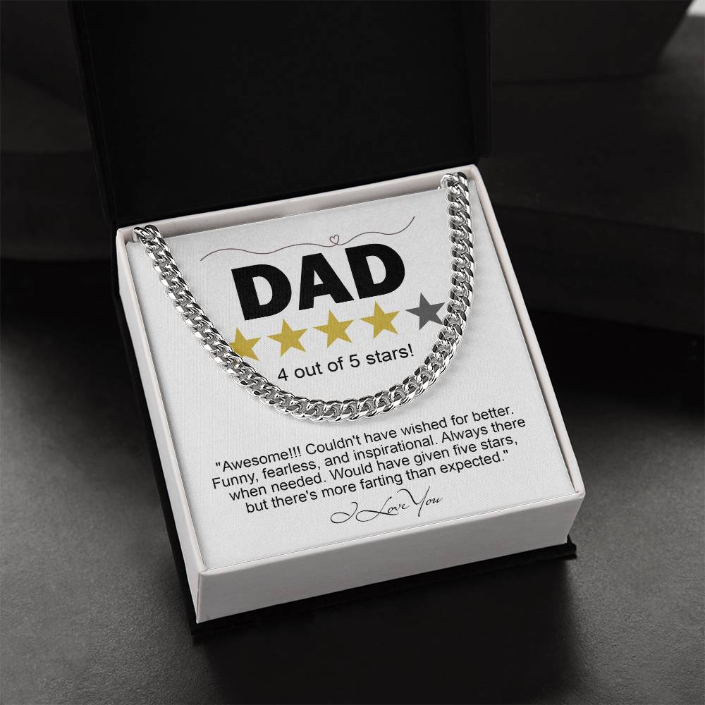 Gift for Dad Five Star - Necklace Cuban Link Chain