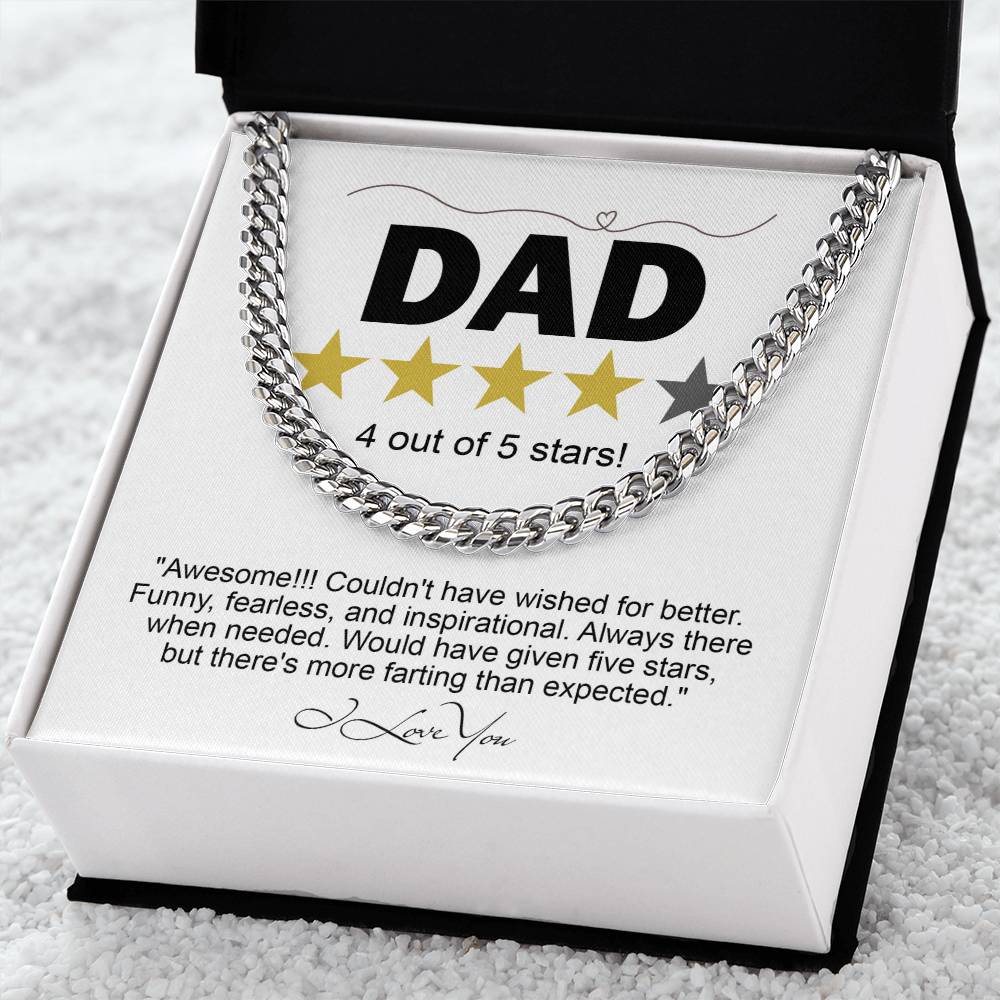 Gift for Dad Five Star - Necklace Cuban Link Chain