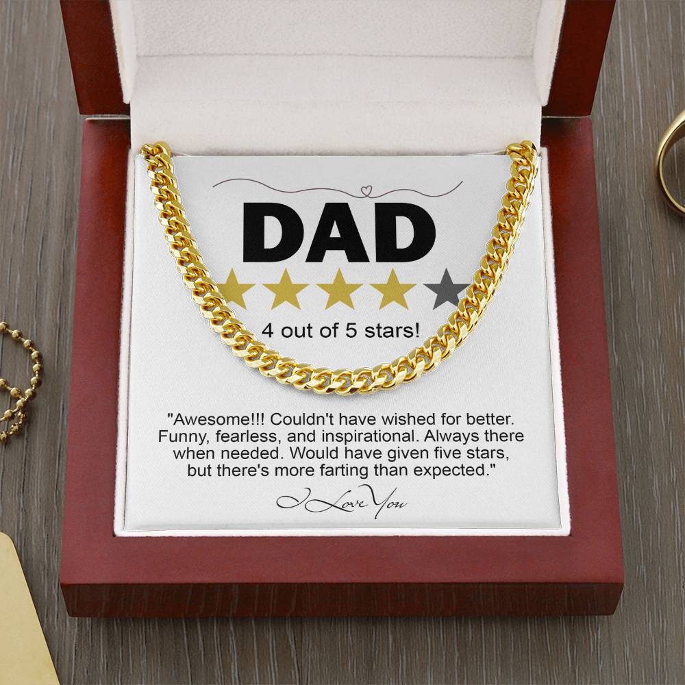 Gift for Dad Five Star - Necklace Cuban Link Chain