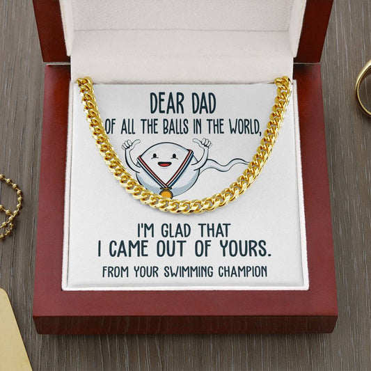 Gift for Dad from Swimming Champion - Cuban Link Chain Necklace