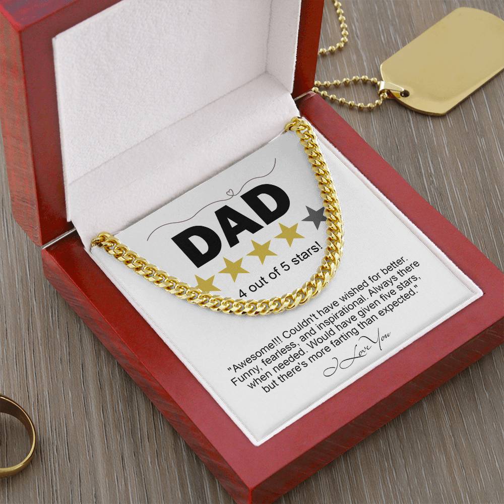 Gift for Dad Five Star - Necklace Cuban Link Chain