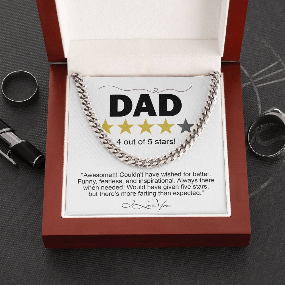 Gift for Dad Five Star - Necklace Cuban Link Chain