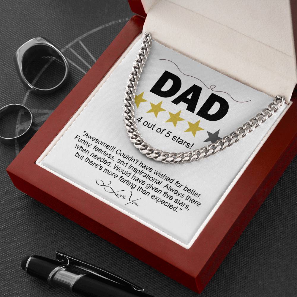 Gift for Dad Five Star - Necklace Cuban Link Chain