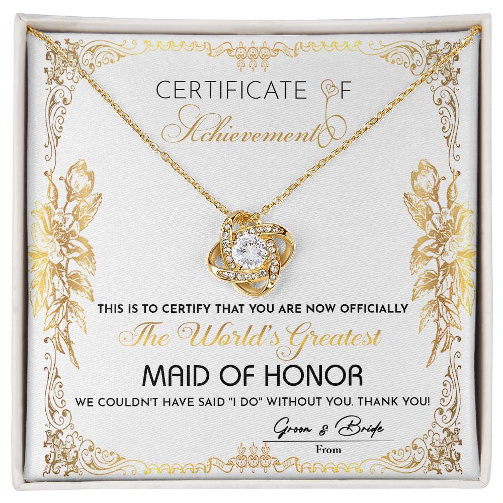 Maid Of Honor-Certificate Of Achievement Necklace