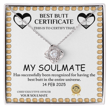 Love Certificate-Best Butt Love Knot Necklace