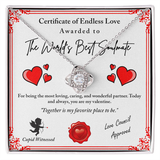 Love Certificate-Cupid Witnessed Love Knot Necklace