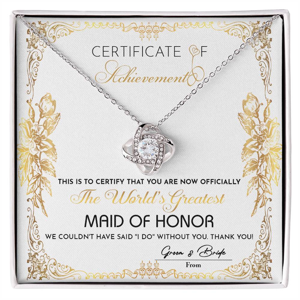 Maid Of Honor-Certificate Of Achievement Necklace