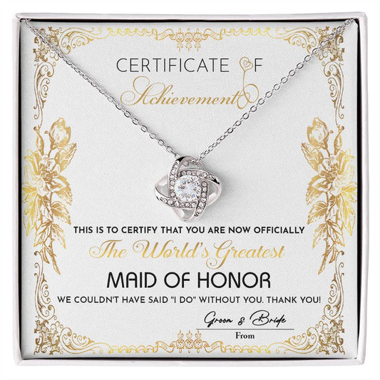 Maid Of Honor-Certificate Of Achievement Necklace