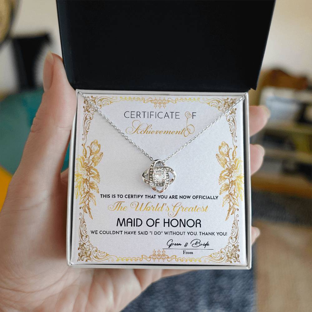 Maid Of Honor-Certificate Of Achievement Necklace