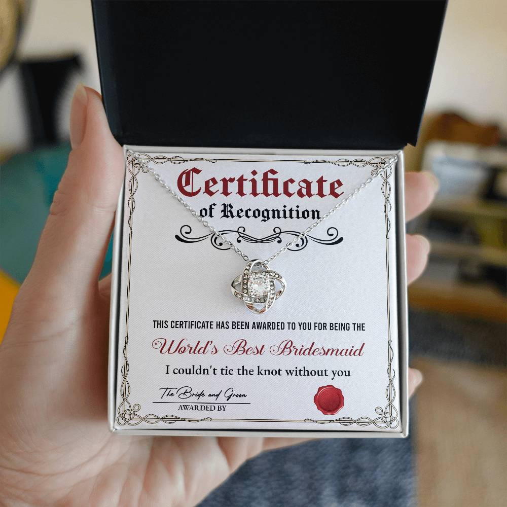 Bridesmaid - Certificate Of Recognition Necklace