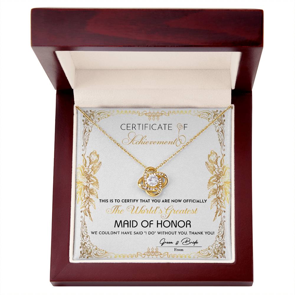 Maid Of Honor-Certificate Of Achievement Necklace