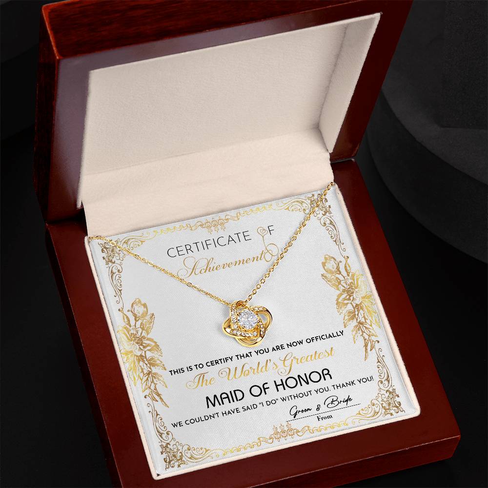 Maid Of Honor-Certificate Of Achievement Necklace