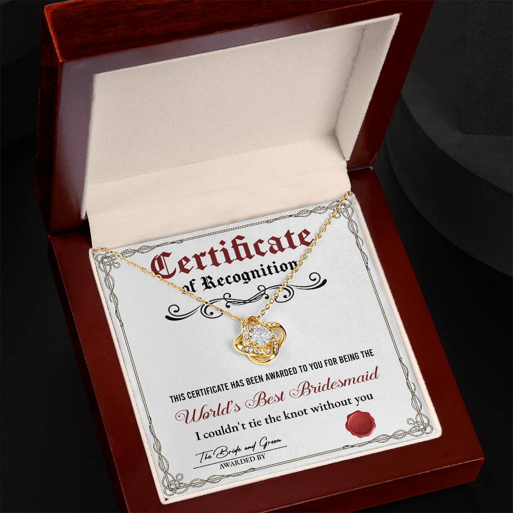 Bridesmaid - Certificate Of Recognition Necklace