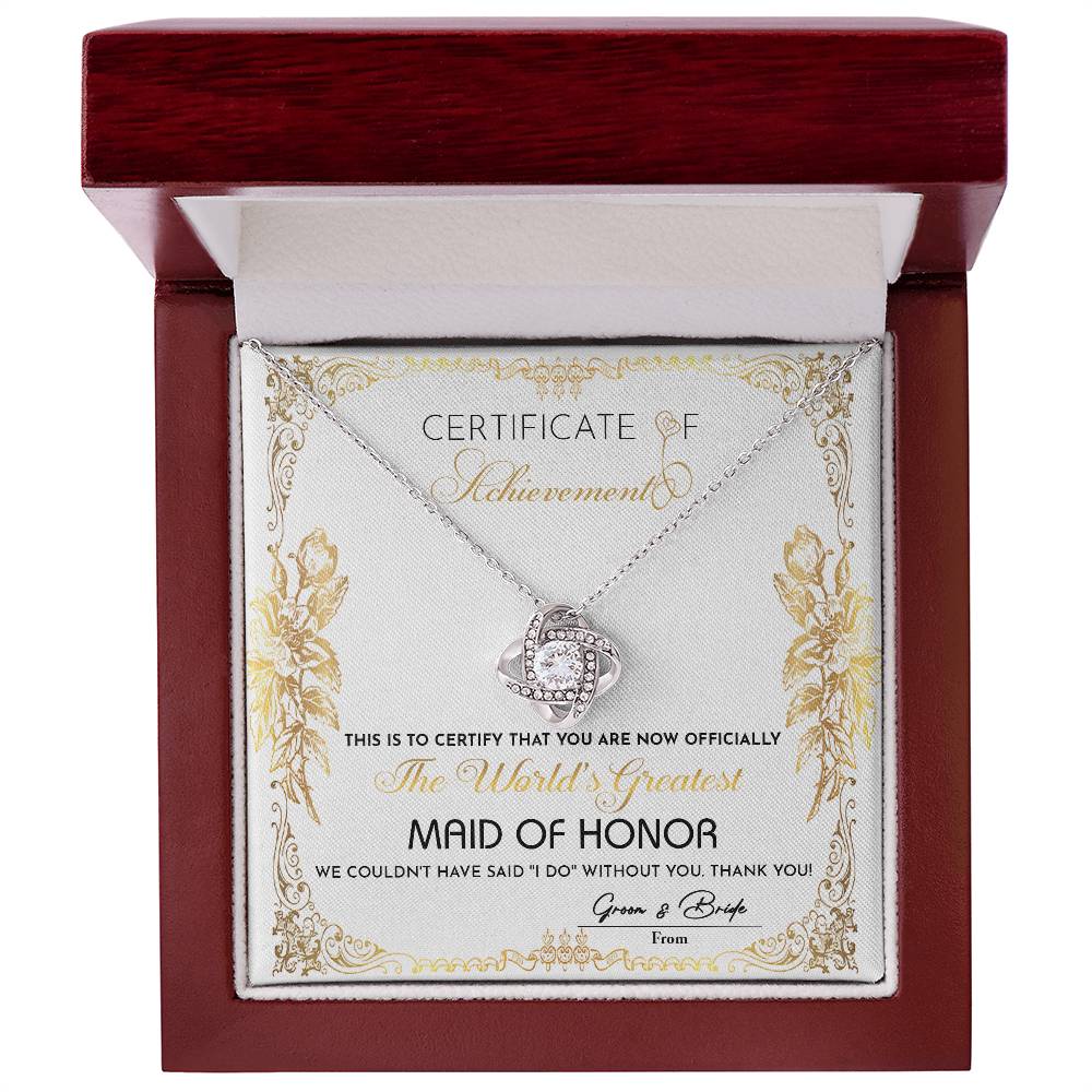 Maid Of Honor-Certificate Of Achievement Necklace