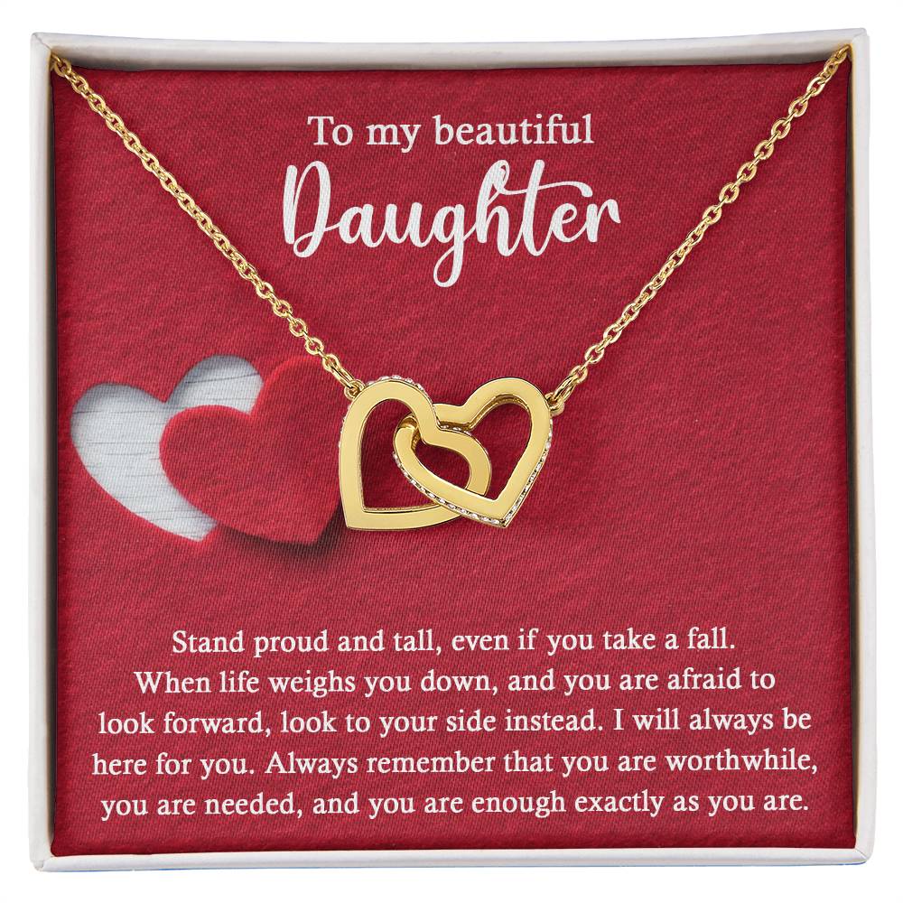 Daughter-As You Are Interlocking Hearts Necklace