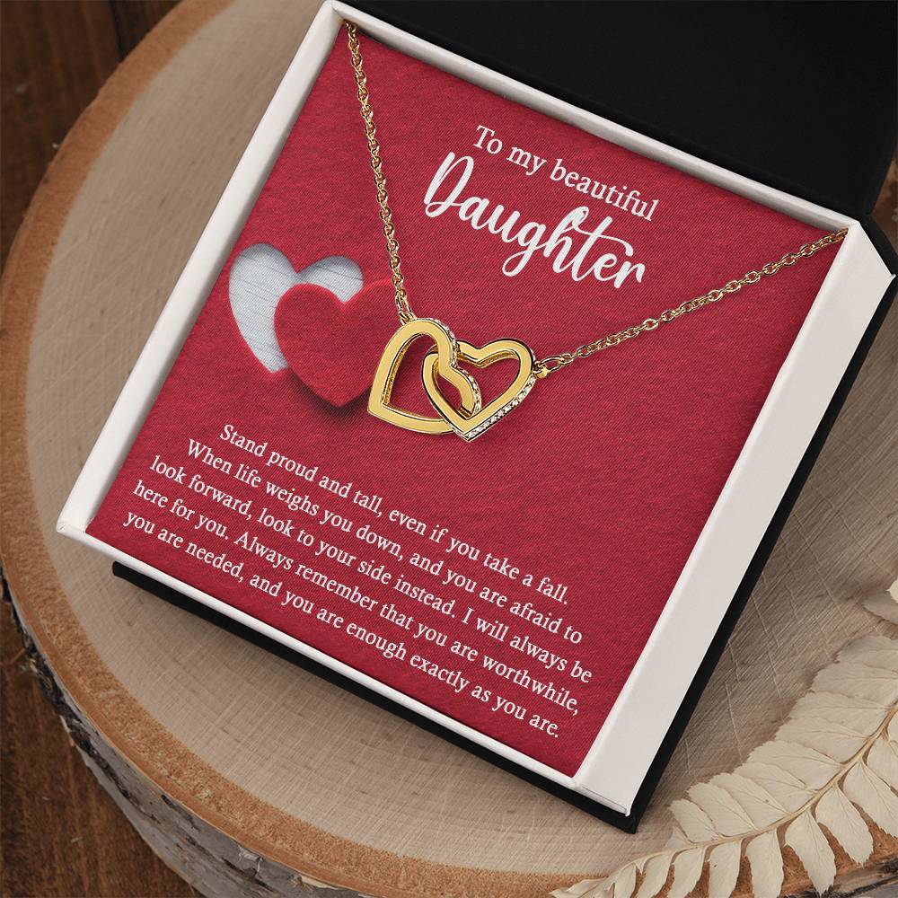 Daughter-As You Are Interlocking Hearts Necklace