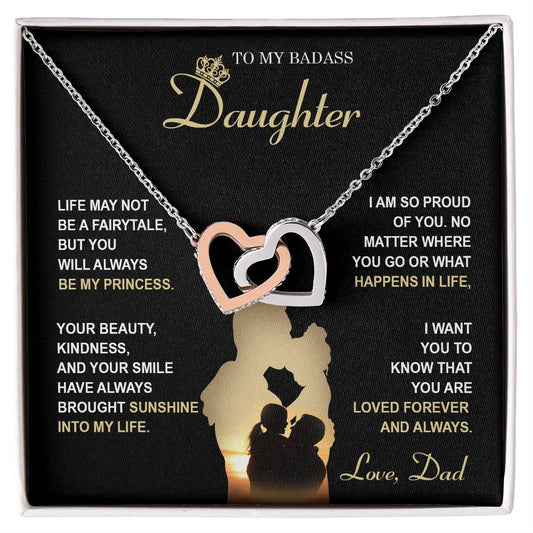 Daughter-Be My Princess Interlocking Hearts Necklace