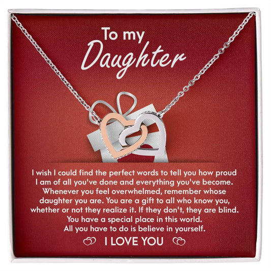 Daughter - A Gift Interlocking Hearts Necklace