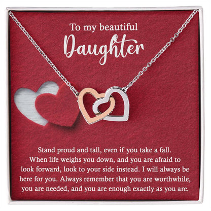 Daughter-As You Are Interlocking Hearts Necklace