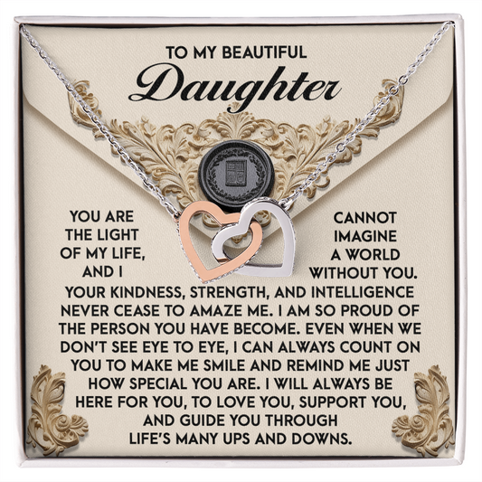 Daughter, You Amaze Me Interlocking Hearts Necklace - Treasured Gift