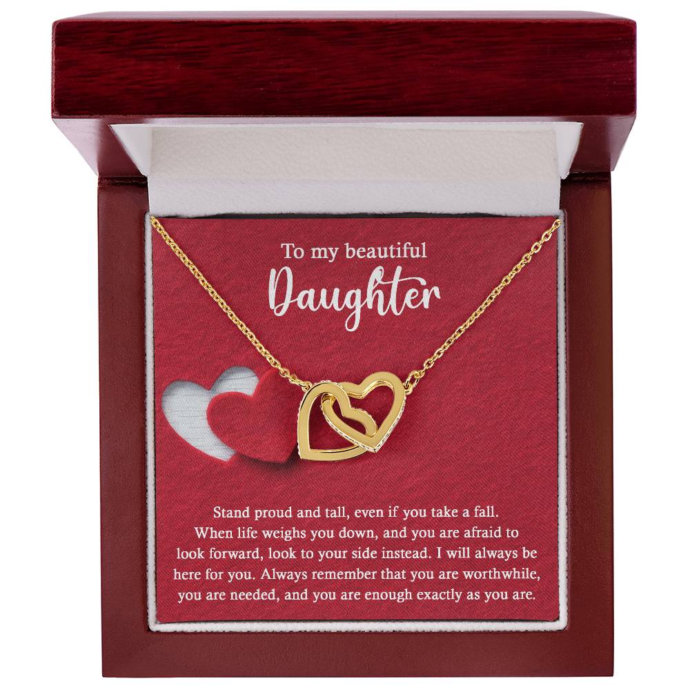 Daughter-As You Are Interlocking Hearts Necklace