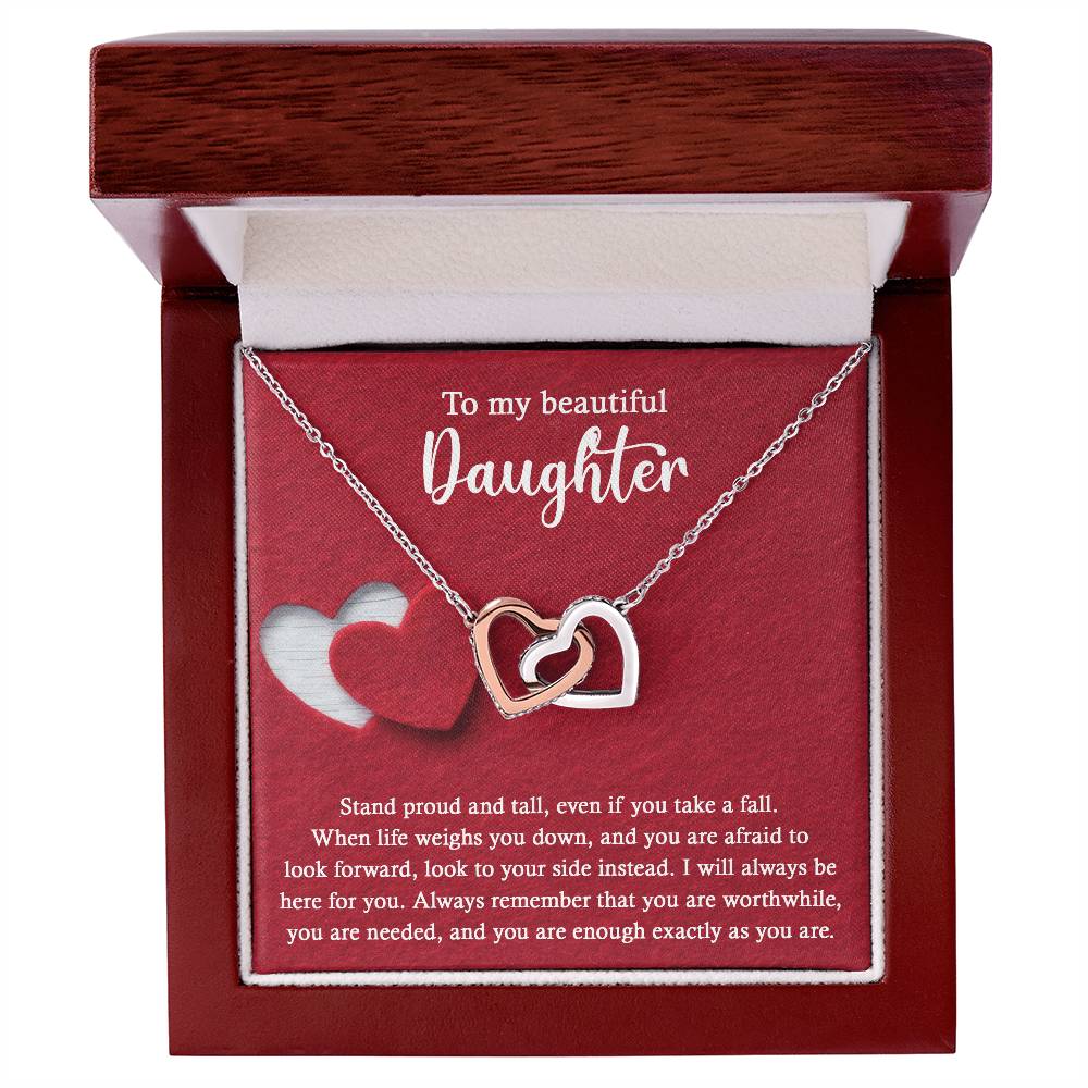 Daughter-As You Are Interlocking Hearts Necklace