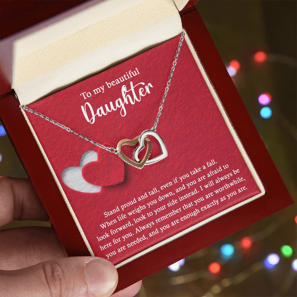 Daughter-As You Are Interlocking Hearts Necklace