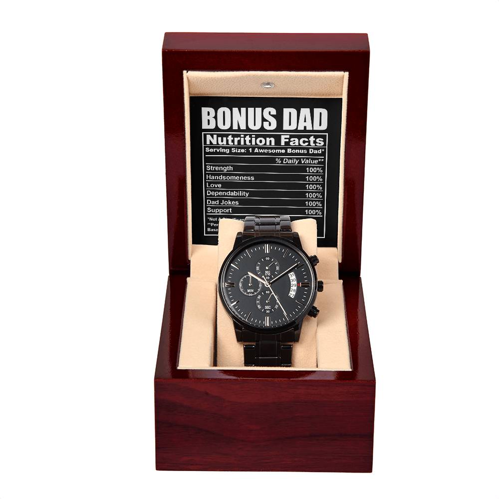 Bonus Dad-Nutrition Facts-Metal Chronograph Watch