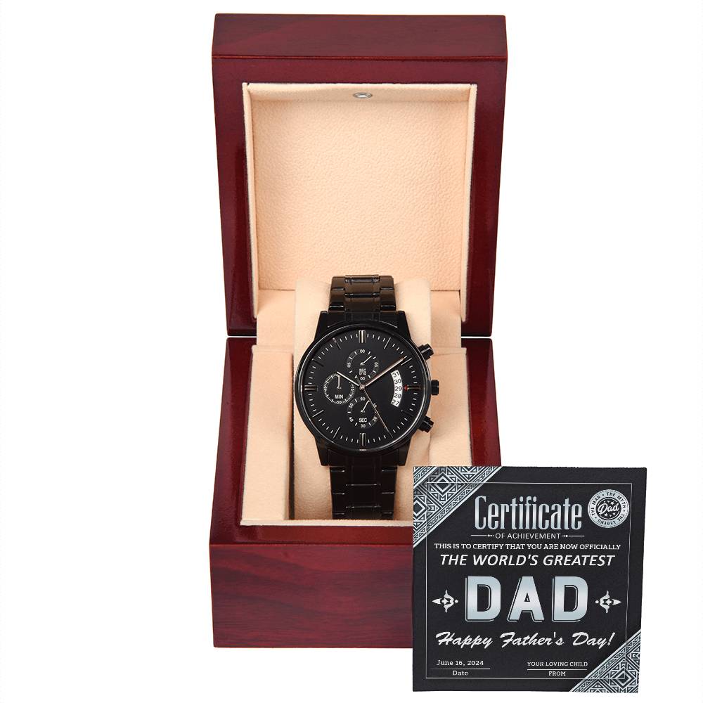 Dad-Certificate Of Achievement-Metal Chronograph Watch