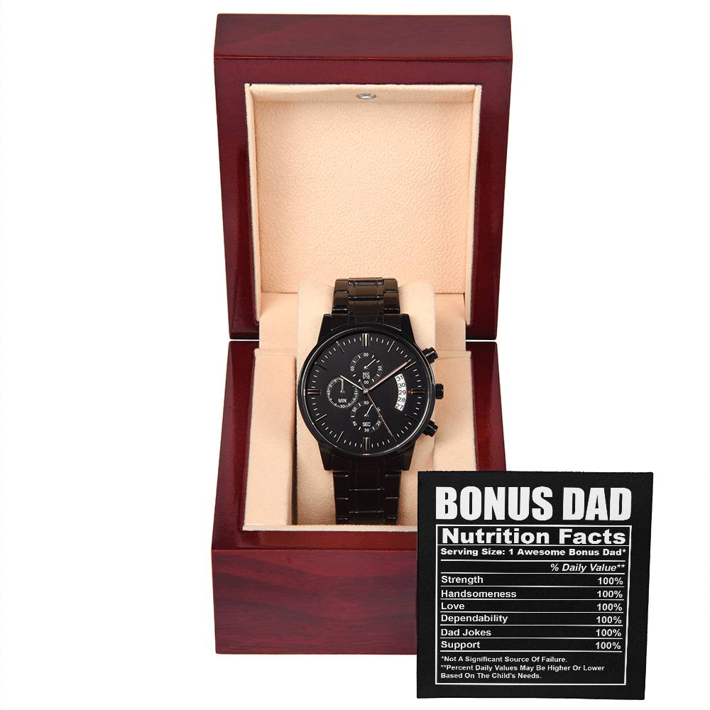 Bonus Dad-Nutrition Facts-Metal Chronograph Watch