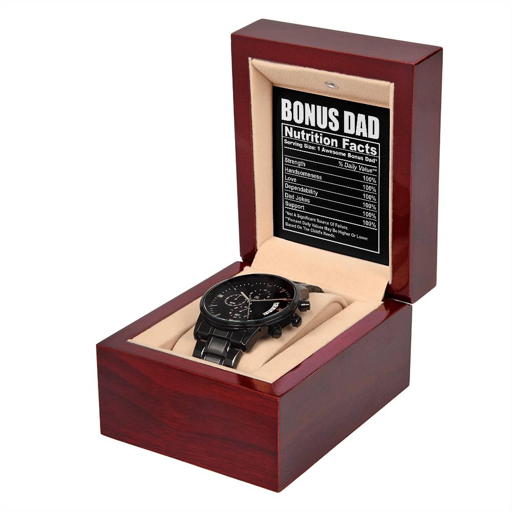 Bonus Dad-Nutrition Facts-Metal Chronograph Watch