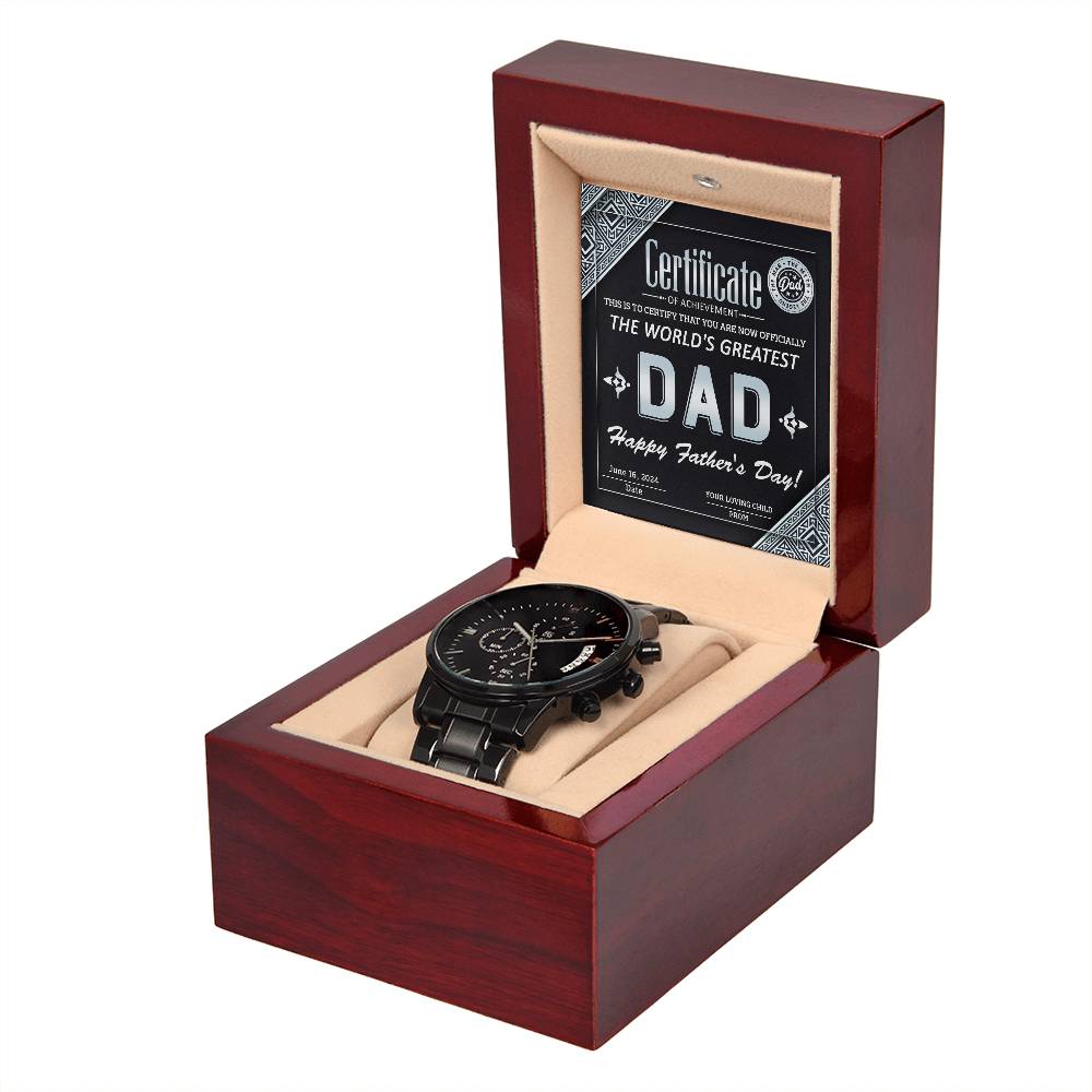 Dad-Certificate Of Achievement-Metal Chronograph Watch