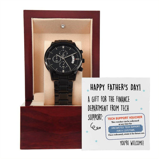 Dad-Tech Support Voucher-Metal Chronograph Watch