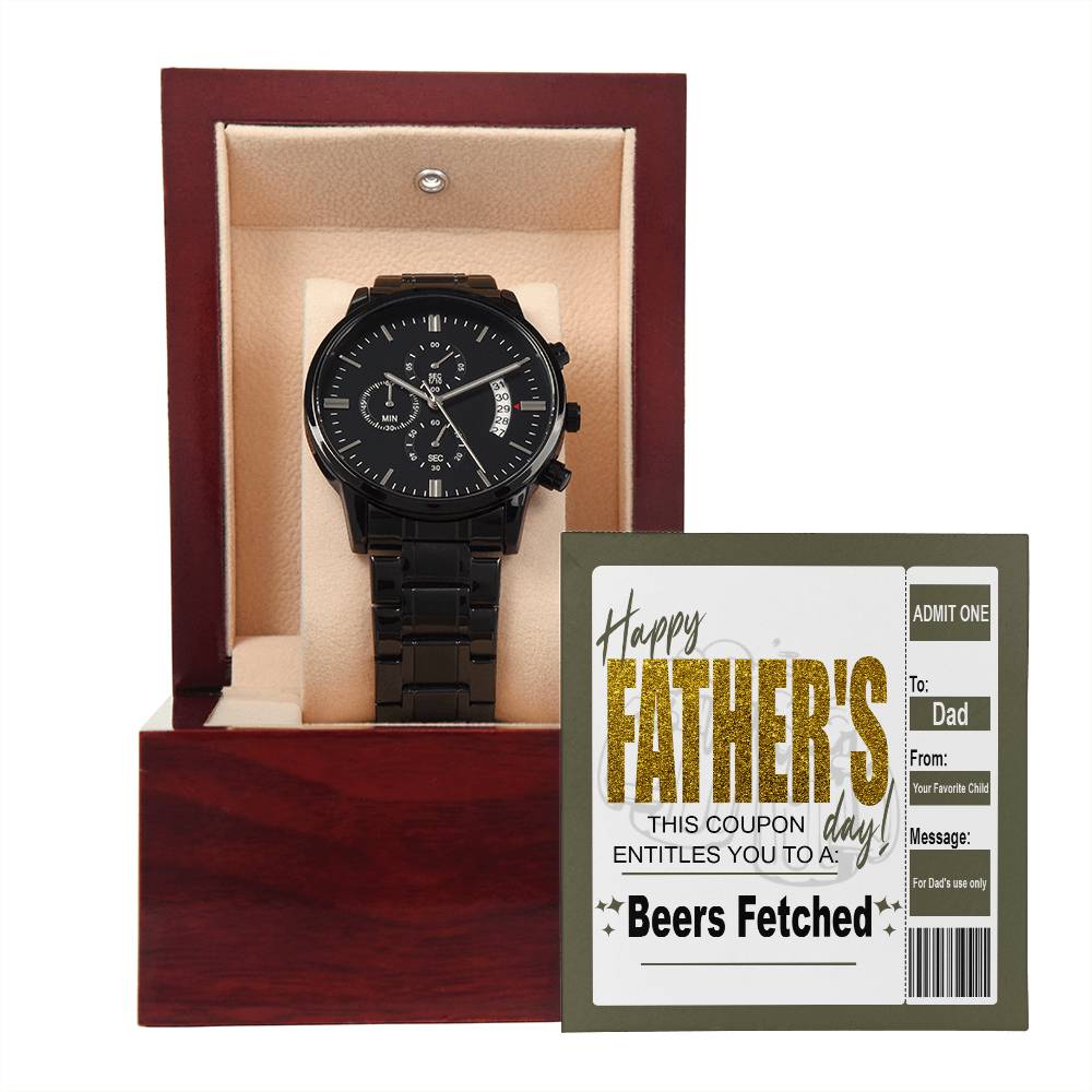 Dad-Beers Fetched-Metal Chronograph Watch