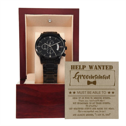 Groomsman-Help Wanted-Metal Chronograph Watch