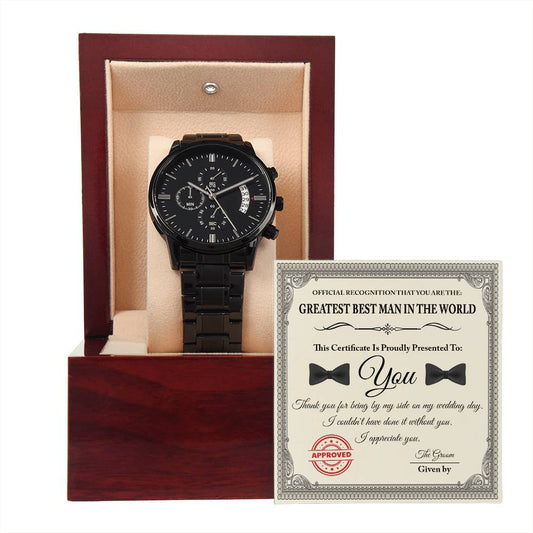 Best Man-Official Recognition-Metal Chronograph Watch